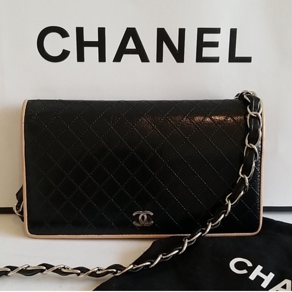 CHANEL Handbags - Chanel Matelasse 2 Tone Clutch Purse Crossbody